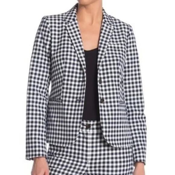 J Crew Preppy Classic Light Academia Gingham Blue Blazer Jacket Check Medium New - Picture 1 of 8